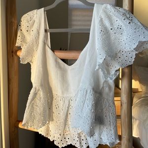 AE White Eyelet Blouse